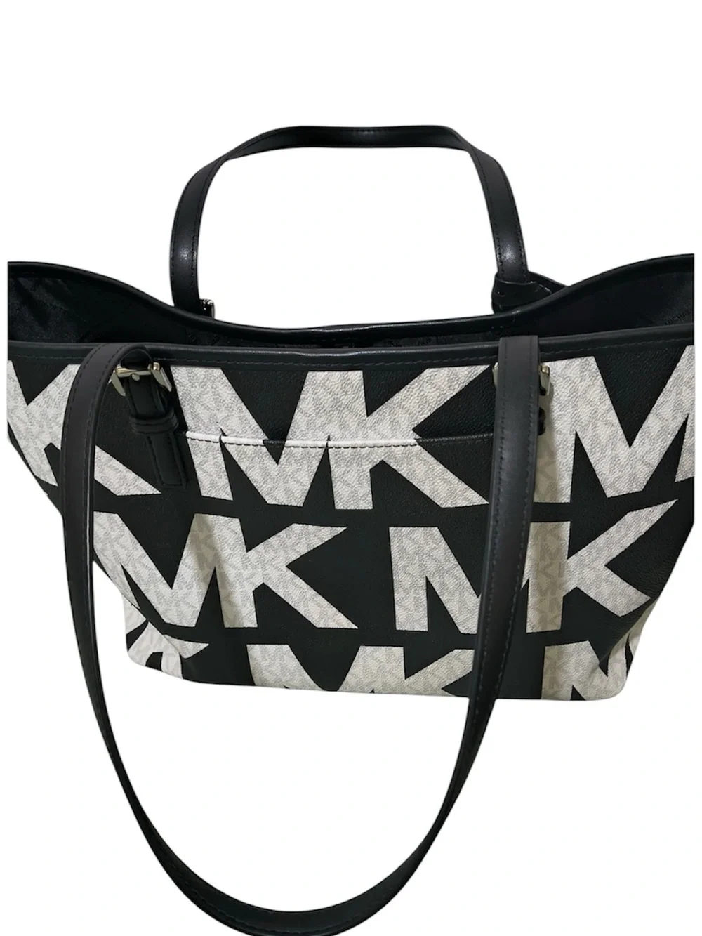 Michael Kors Black & White MK Logo Tote